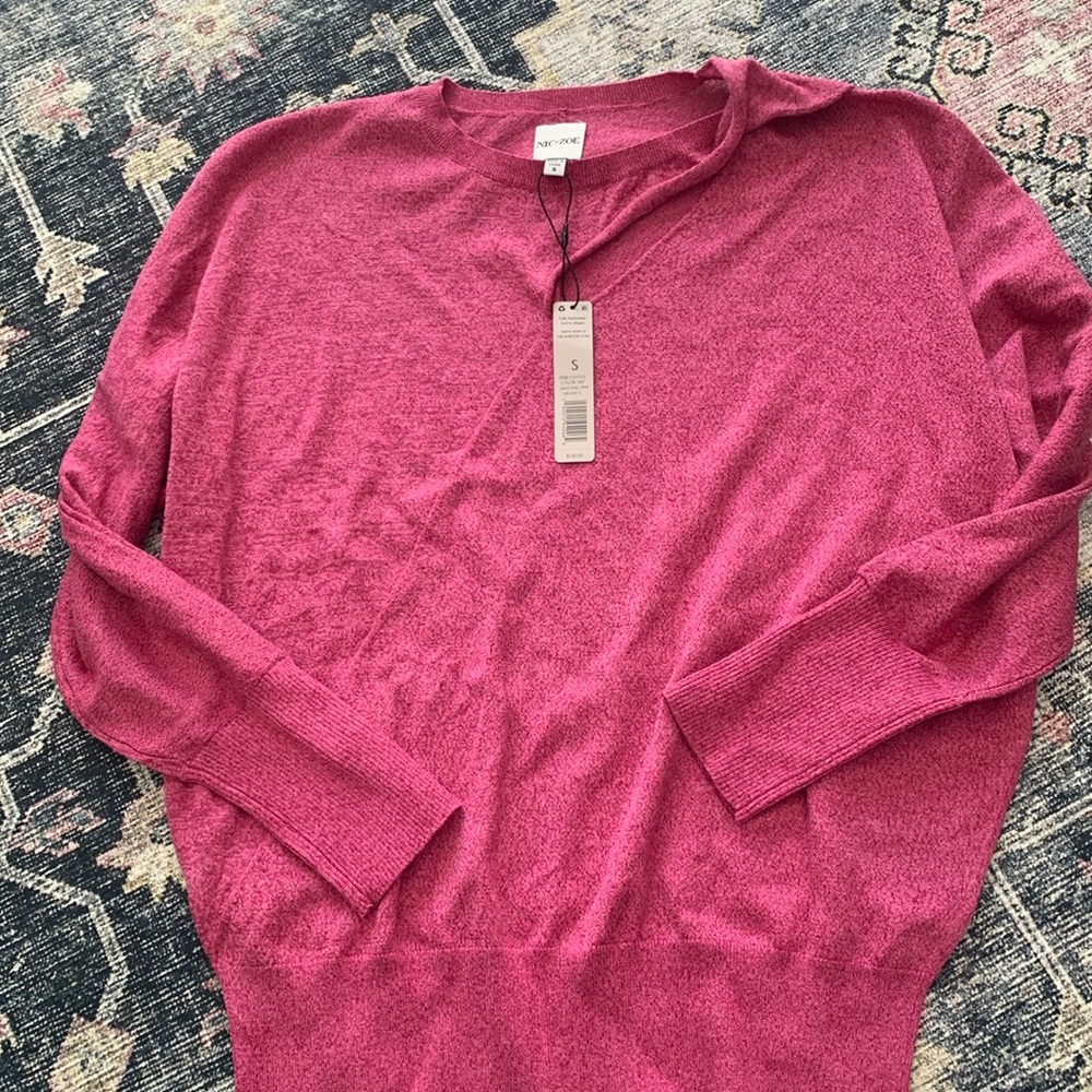 Nic+Zoe pink knit top sweater S NWT